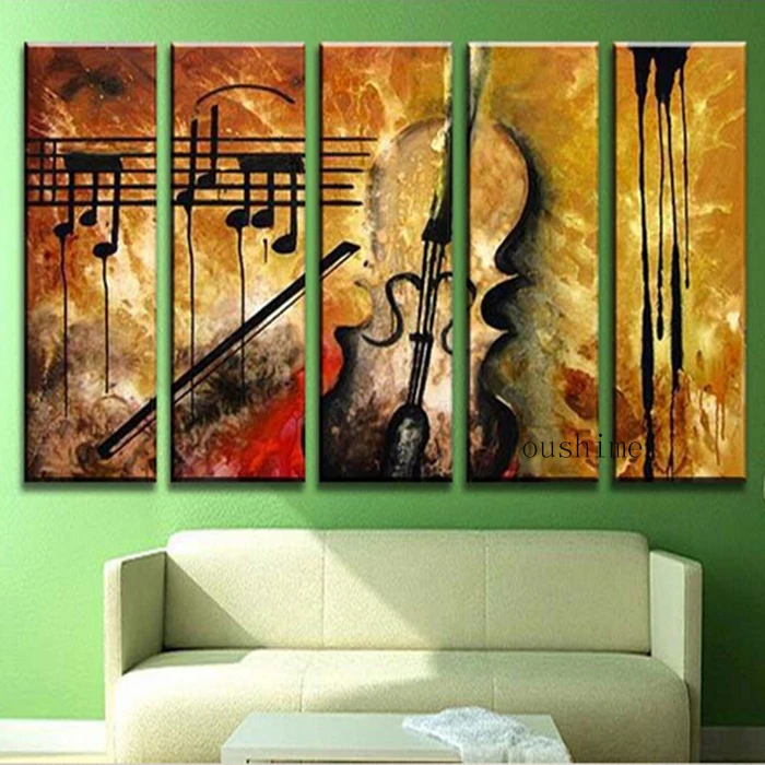 

Hand Painted Abstract Paintings Notes Picture On Canvas Music Oil Painting For Living Room Decor Wall Painting Group Of Pictures