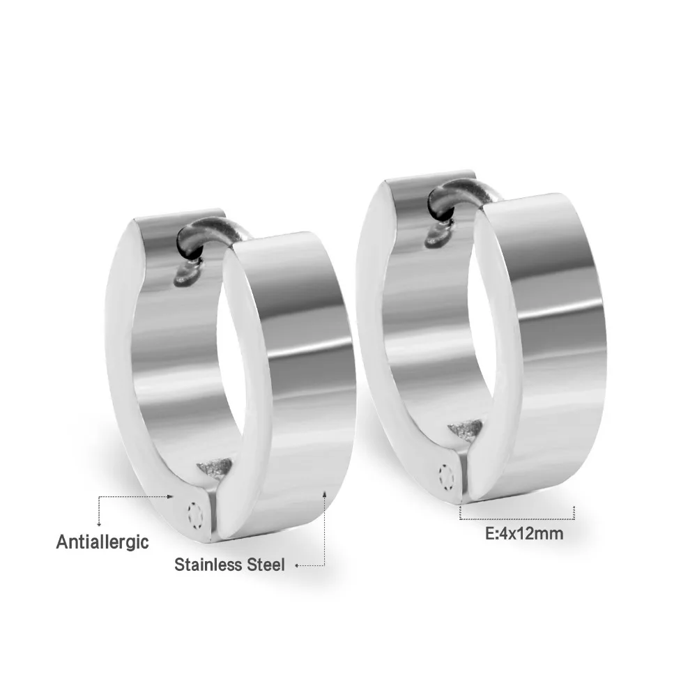LUXUSTEEL Golden Hoop Earrings For Women/Girl Stainless Steel Circle Earring Fashion Jewelry Black Earrings Wholesale Party