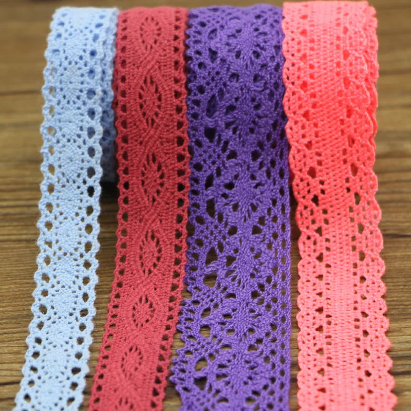 8yard mix color Hot Sale  Cotton Lace Roll Ribbon Knit Adhesive Tape Sticker Craft Decoration Fabric