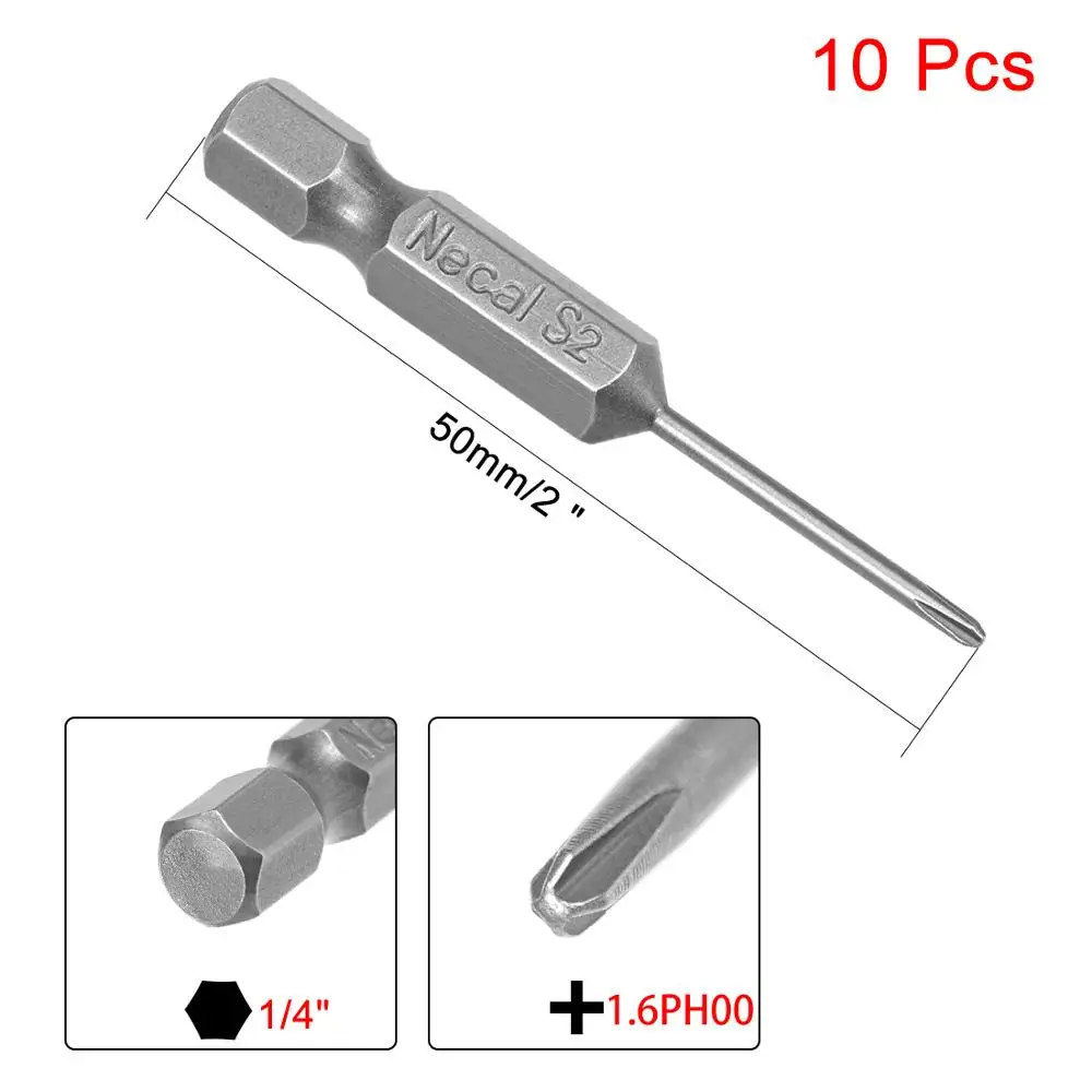 Imagem -06 - Uxcell-phillips Bits de Chave de Fenda Magnética Haste Sextavada Conjunto de 10 Peças 50 mm Hs2 Ph00 Ph1 Polegadas