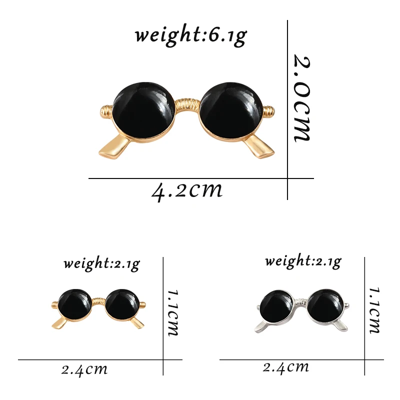 Retro Cute Black Sunglasses Brooch Lapel Pin Suit Shirt enamel pins Fashion denim clothes Accessories Wedding Jewelry Gifts