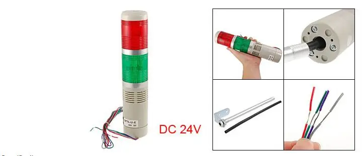 DC 24V/12V AC220V Red Green LED Light Buzzer Industrial Warning Signal Tower Lamp 90dB