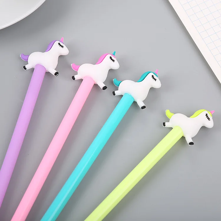 40 pcs Creative Stationery Silicone Cartoon Neutral Pen Lovely Students Running Unicorn Pen To Learn Office Signature Pen