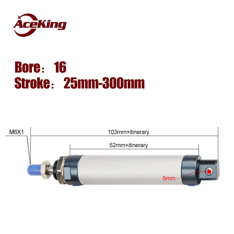 Small mini aluminum alloy cylinder MAL 16X25X50X75X100X125X150X175X200 - CA in the circular cylinder MAL16X25 MAL16X50 MAL16X100