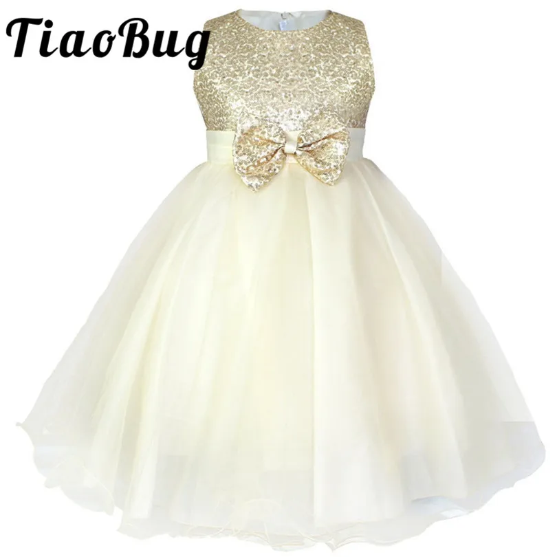 Vestido infantil aos joelhos com lantejoulas, vestido de meninas para casamento, baile de formatura, princesa, ocasião formal, 2 a 14