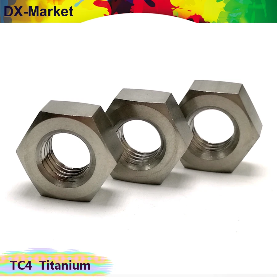 M5 M6 M8 M10 Titan Lục Giác Loại Hạt 20 Cái/lốc, Gr5 Hợp Kim Titan Đai Ốc, TC4 Hợp Kim Titan Ốc Vít