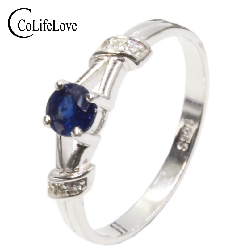 Hot sale fashion design silver sapphire rings for women solid 925 silver sapphire ring  0.5 ct natural sapphire gemstone