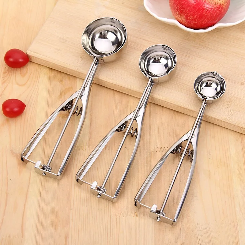 Stainless Steel Ice Cream Scoop Manual Ball Digger Fruit Ball Digging Tool Ice Cube Maker Diameter4/5/6cm