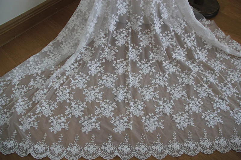 

1 yard 120cm 47.24" wide ivory fabric embroidery lace dress cloth clothing ML25L41