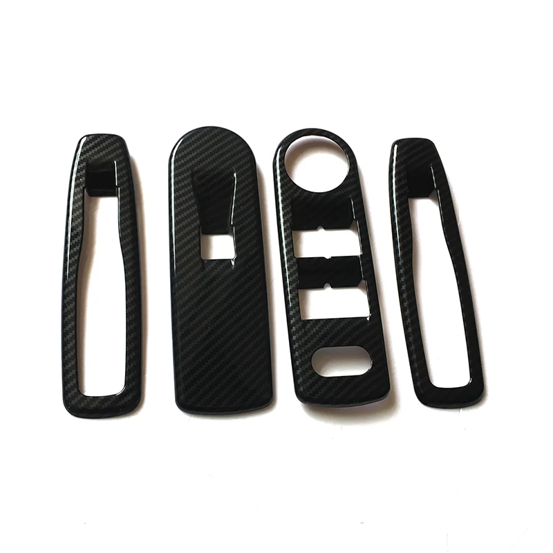 For Renault Captur 2015-2017 LHD ABS Carbon Fibre Inner Armrest Door Window Glass Lift Switch Button Panel accessories 4pcs