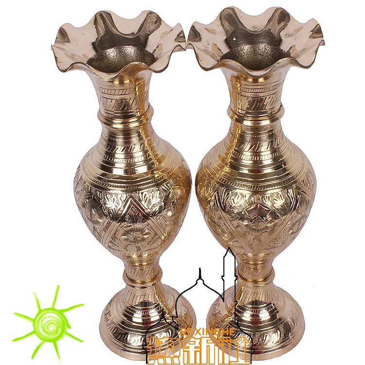 India imported copper bronze hand carved vase features gifts home furnishings brass flower vase