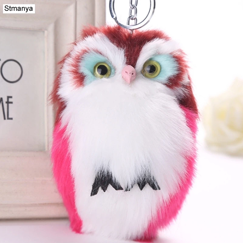 Imitation cony hair Pendants Keychain Lovely animal Owl Car Key Holder Fashion Bag Charm Accessories female Gift Jewelry K1636