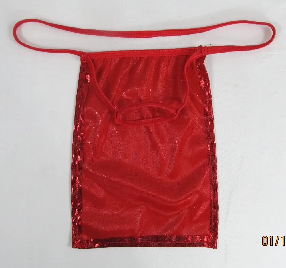 Male sexy backless thong string small aprons metallic color G3706 built-in loop