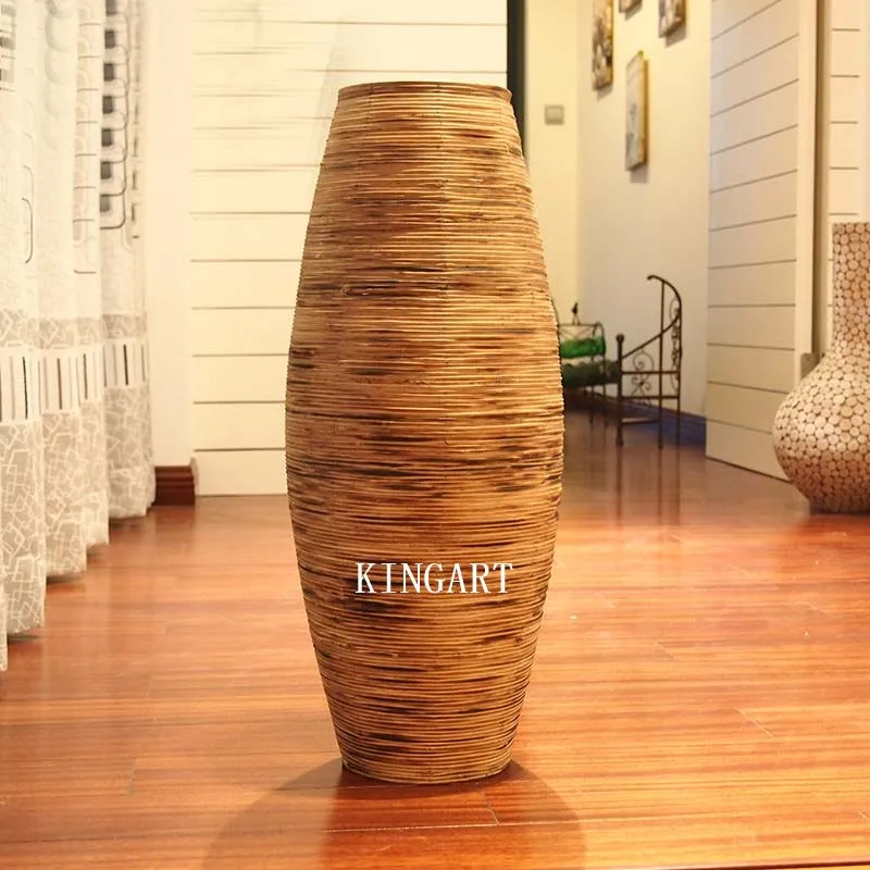 

Christmas Retro Bamboo Vase Large Floor Vase Big Antique Vintage Living Room Home Decor Craft Flower Vase Decoration Floor Vase