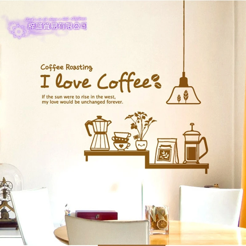 Coffee Sticker Food Light Decal Cafe Poster Vinyl Art Wall Decals Pegatina Quadro Parede Decor Mural Coffee Sticker