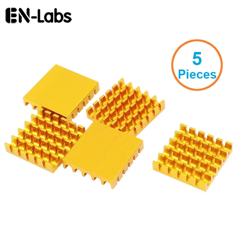 En-labs 5ピース/ロットアルミニウムヒートシンク22x22x5mmルーター用電子チップ冷却ラジエータークーラー、ic mosfet scrヒートシンク