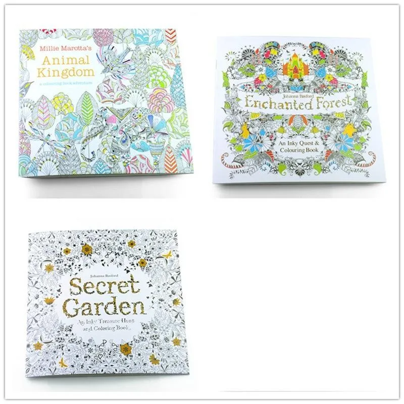 

3PCS English Edition Secret Garden+Fantasy dream +Animal Kingdom Coloring Book Children Adults Colouring Book Each Book 24 Pages