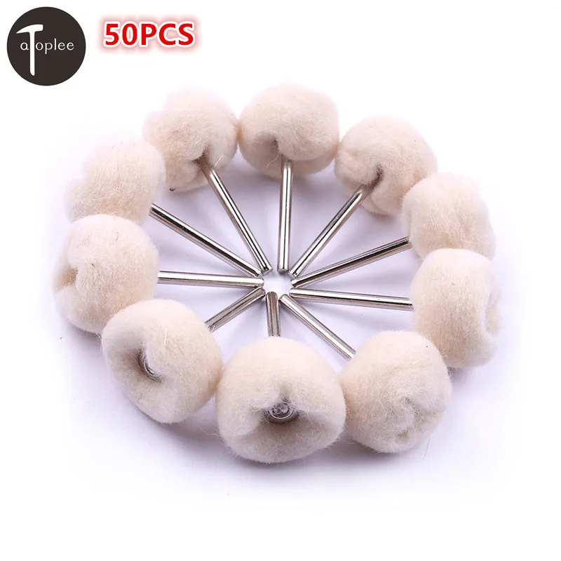 

50pcs/Lots 24mm Head Diameter Cashmere Grinding Head With Handle Wool Wheel Wood Polishing Cleaner Grinding Buffing Tools