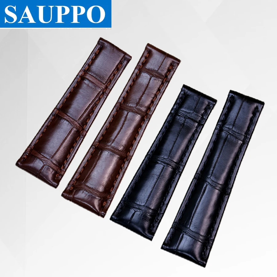 SAUPPO Alligator Skin Leather Watch Band Suitable for Rolex Cellini Daytona Loyster Perpetual Wristband Bamboo Texture Strap