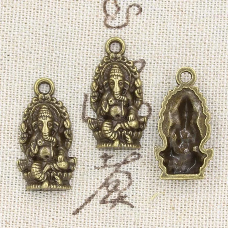 8pcs Charms Ganesha Elephant Buddha 26x14mm Antique Making Pendant fit,Vintage Tibetan Bronze Silver color,DIY Handmade Jewelry