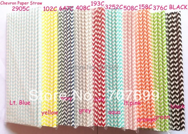 Free DHL/FEDEX/UPS 1500pcs Free shipping Paper Straws, Chevron Paper Straws, Drinking Paper Straws 15 colors mix