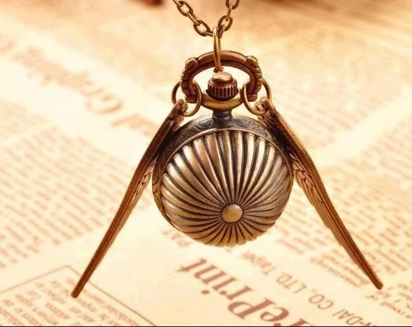 Freeshipp Mini Antique Vintage Brown Wing Little Pumpkin Ball Metal Steampunk Quartz Necklace Pendant Chain Small Pocket Watches