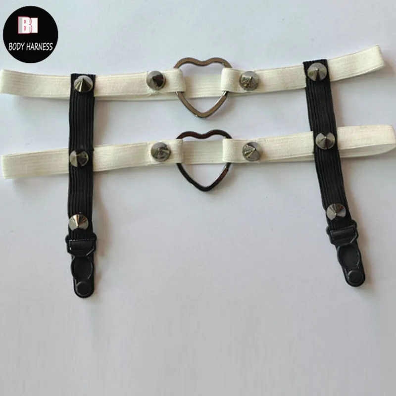 Body Harness Goth Rivet Leg Garter Belt Bondage lingerie Fetish Harness White Red Sexy Bondage Stockings Garter Belt