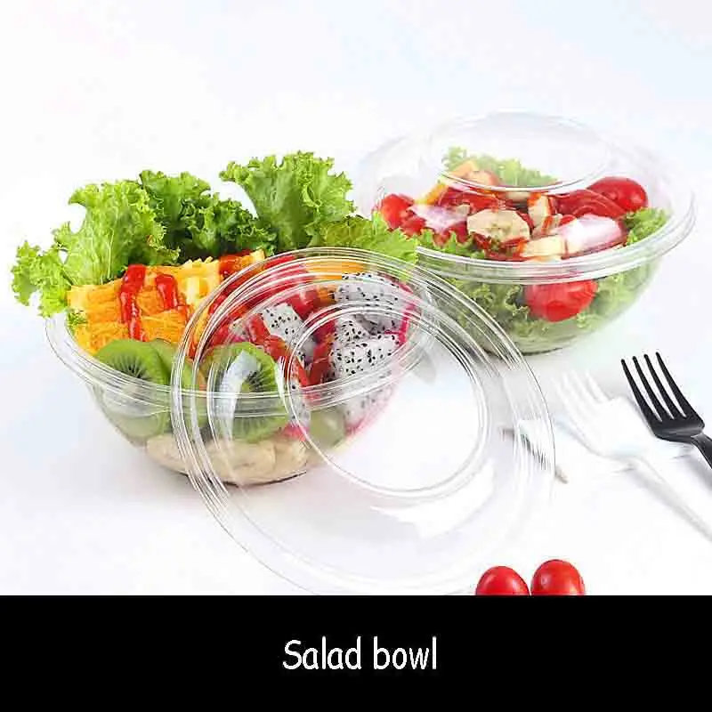 Food Grade PET Salad Bowl Fruit Disposable Box, Waterproof Box Packing Tools, One-off Takeaway Packing Boxes, Food Containers