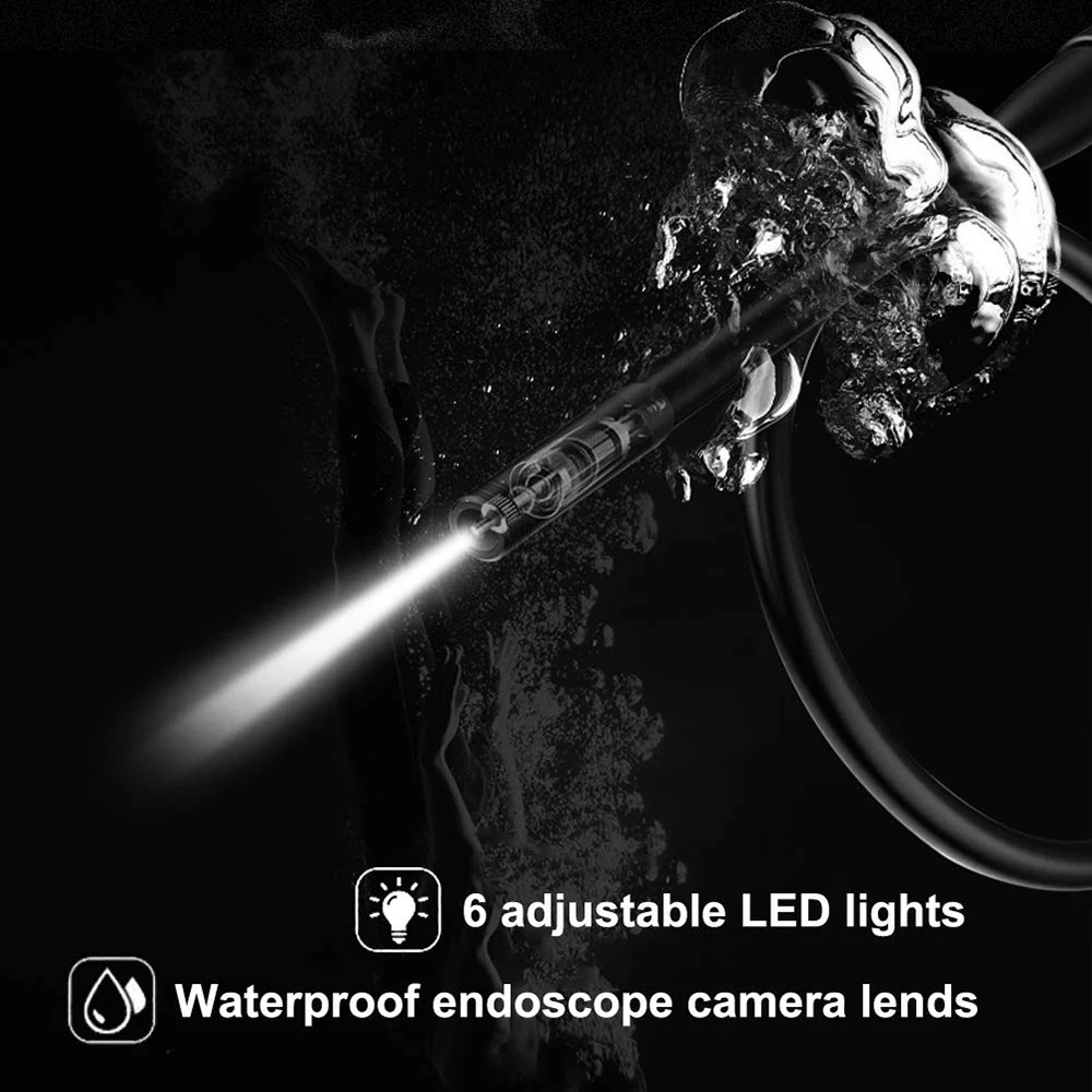 WiFi Borescope HD 2MP 1080P Endoscope Camera IP68 Waterproof 6 LED Light Built-in 18650 Battery Wireless Camera for IOS &Android