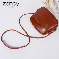 Zency 100% Genuine Leather Soft Skin Cute Women Messenger Bag Girls Shell Travel Handbag Elegant Shoulder Purse Lady Phone Bags