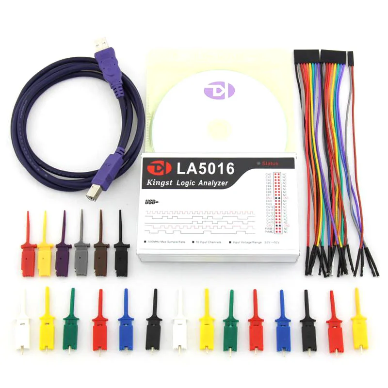 LA5016 USB Logic Analyzer / 500M Sample Rate / 16 Channel Full Channel / 10G Depth / PWM Output