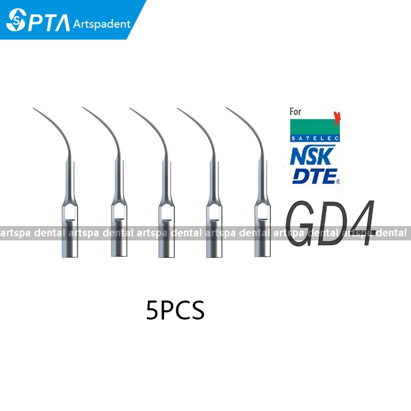 SPTA 5pcs GD4 Dental Scaler Tips Teeth Whitening Dentist Equipment Tool Ultrasonic Dentistry Tip GD4 For SATELEC NSK GNATUS DT E