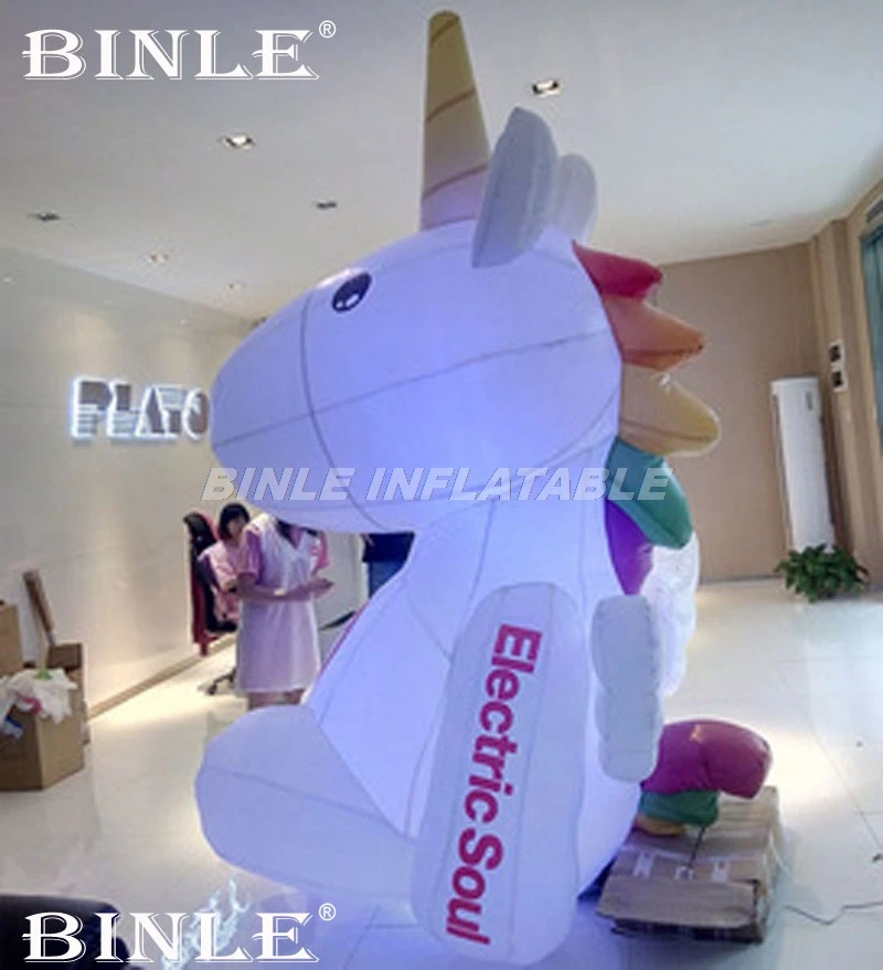 Hot selling LED lovely giant inflatable unicorn inflatable ground animal cartoon model for party decoration