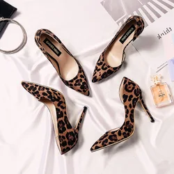 2020 Sexy Leopard Women Shoes High Heels 6-10CM Elegant Office Pumps Shoes Women Print Pointed Toe Luxury Singles Shoes V1821