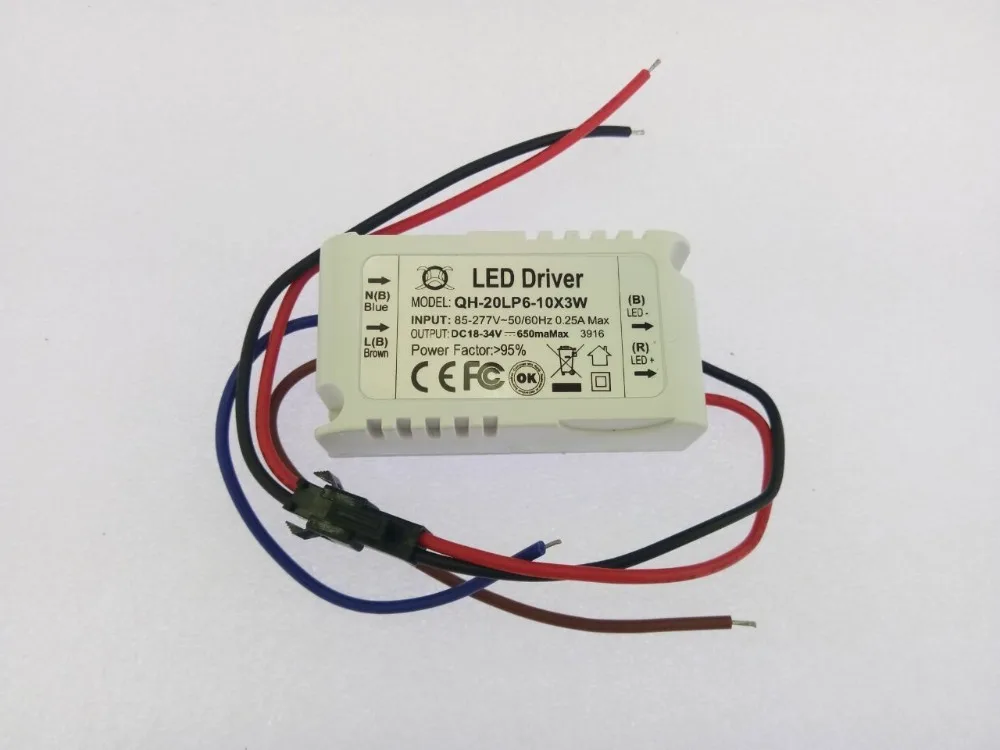 50PCS 6-10x3w Constant Current Led Driver DC18-34V 650ma 6x3w 8x3w 9x3w 10x3w 20W 30w Power Supply  LED downlight LED Transforme