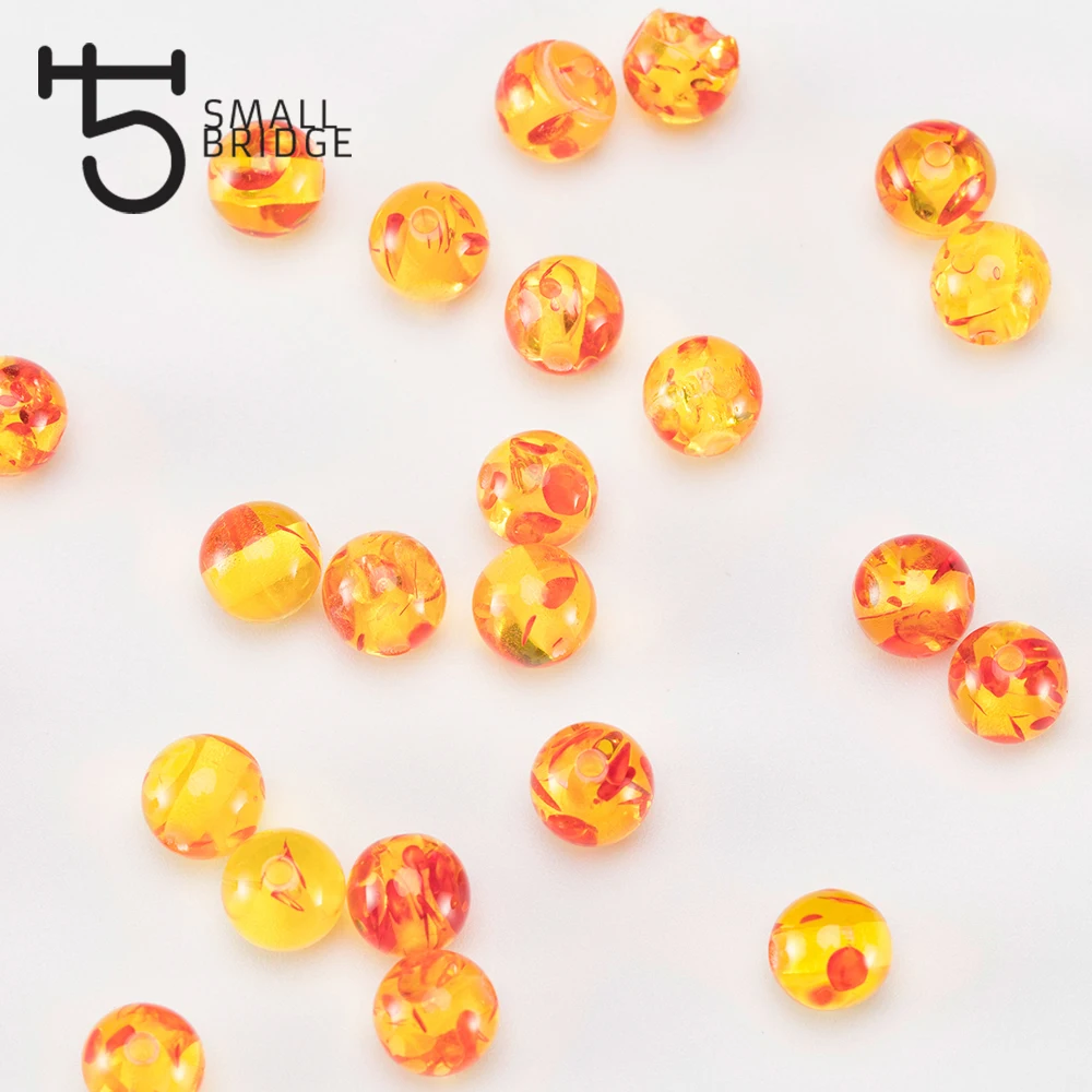 8mm Gold Color Plastic Acrylic Beads For Jewelry Making DIY Bracelet Material Round Resin Spacer Beads Wholesale Q201