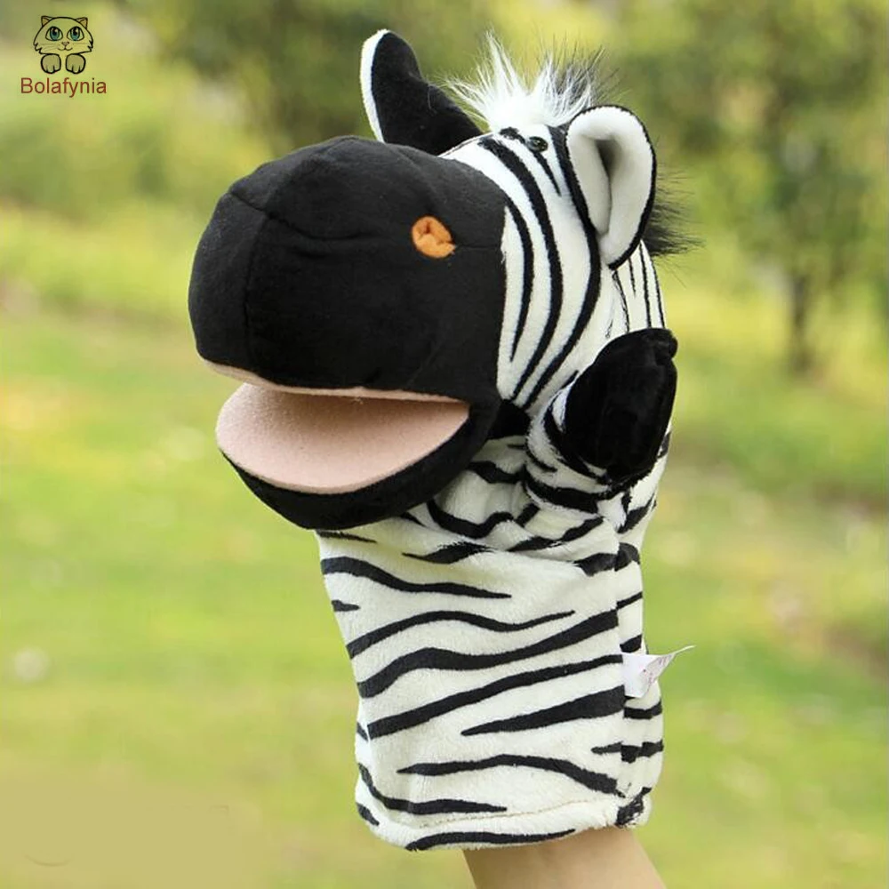 Crianças boneca zebra listras animal bebê pelúcia brinquedo recheado mão fantoche