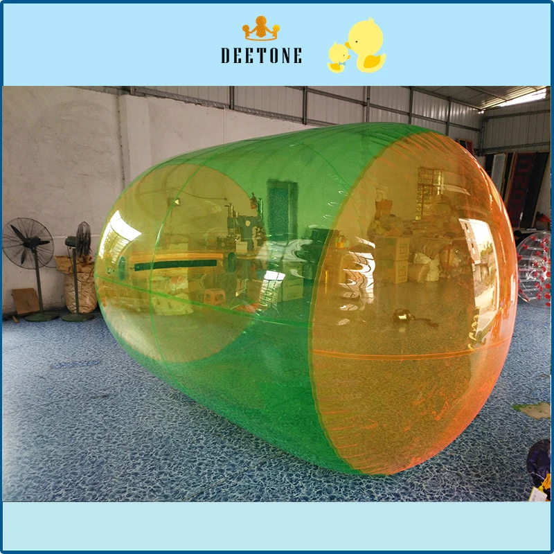 transparent color inflatable water walking roller ball floating on the water