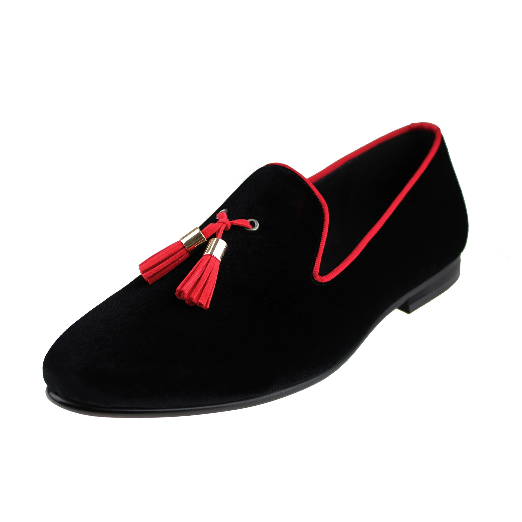 

Harpelunde Elegant Slip On Men Dress Wedding Shoes Tassels Black Velvet Loafers Tuxedo Flats