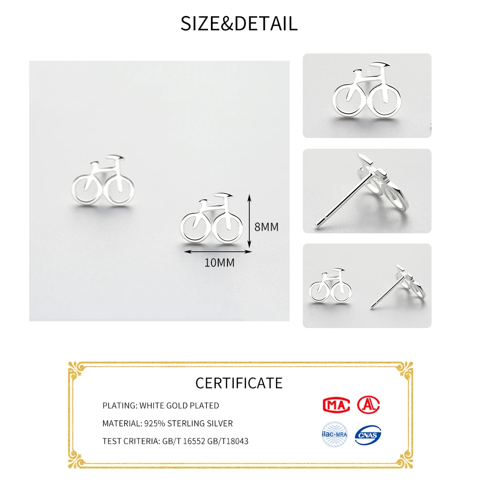 SOFTPIG Geometry Bicycle Stud Earrings Real 925 Sterling Silver Fine Jewelry For Women Party Punk Minimalist Accessories Gift