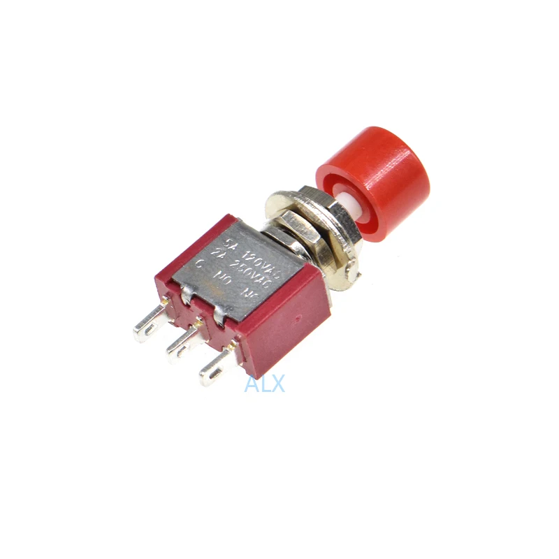 2PCS PS-102 3pin Momentary Red Push Button Switch self-reset type PS-102 DS612 1NO 1NC