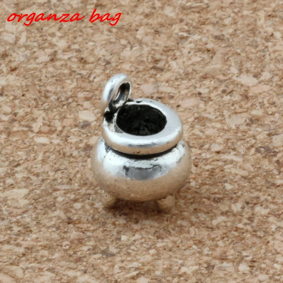 100Pcs Alloy Witch Cauldron Pot Halloween 3D Charms Pendants For Jewelry Making Findings 8.5*12mm A-139