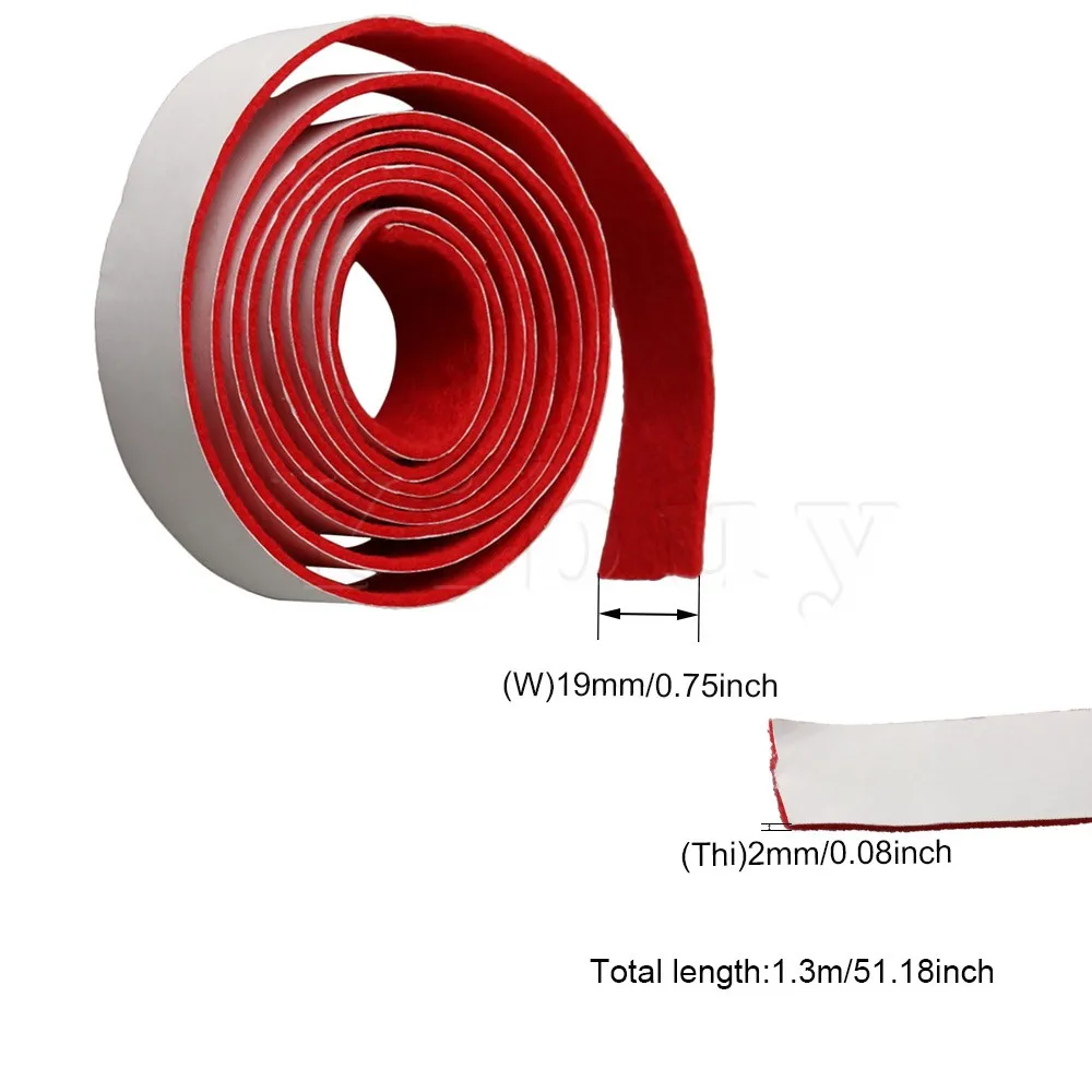 Yibuy 51.18x0.75 polegadas vermelho e branco substituição piano spring rail felt para piano teclado manutenção peças de instrumentos musicais