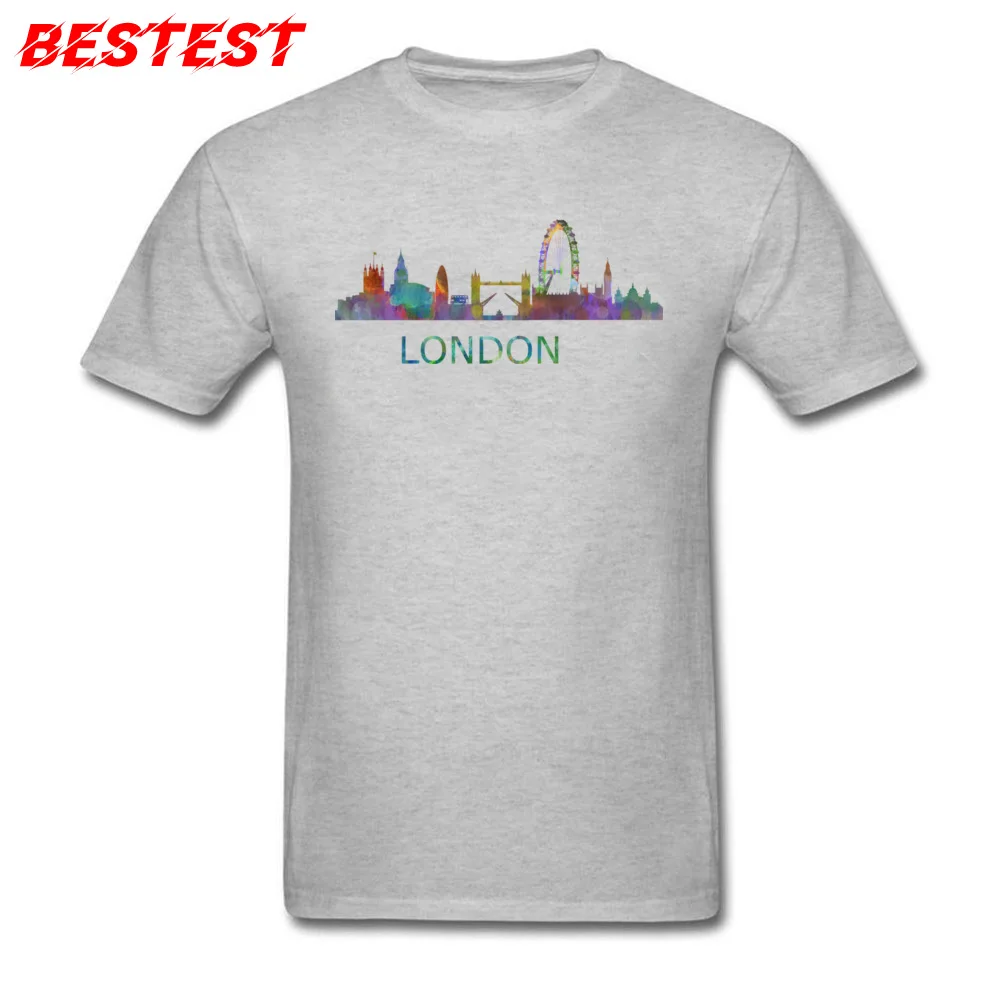 T Shirt Men T-shirt Mens Cotton Tshirt Blue Tops Hip Hop Tees Street Clothes London UK City Cityscape Watercolor Art Sweatshirts