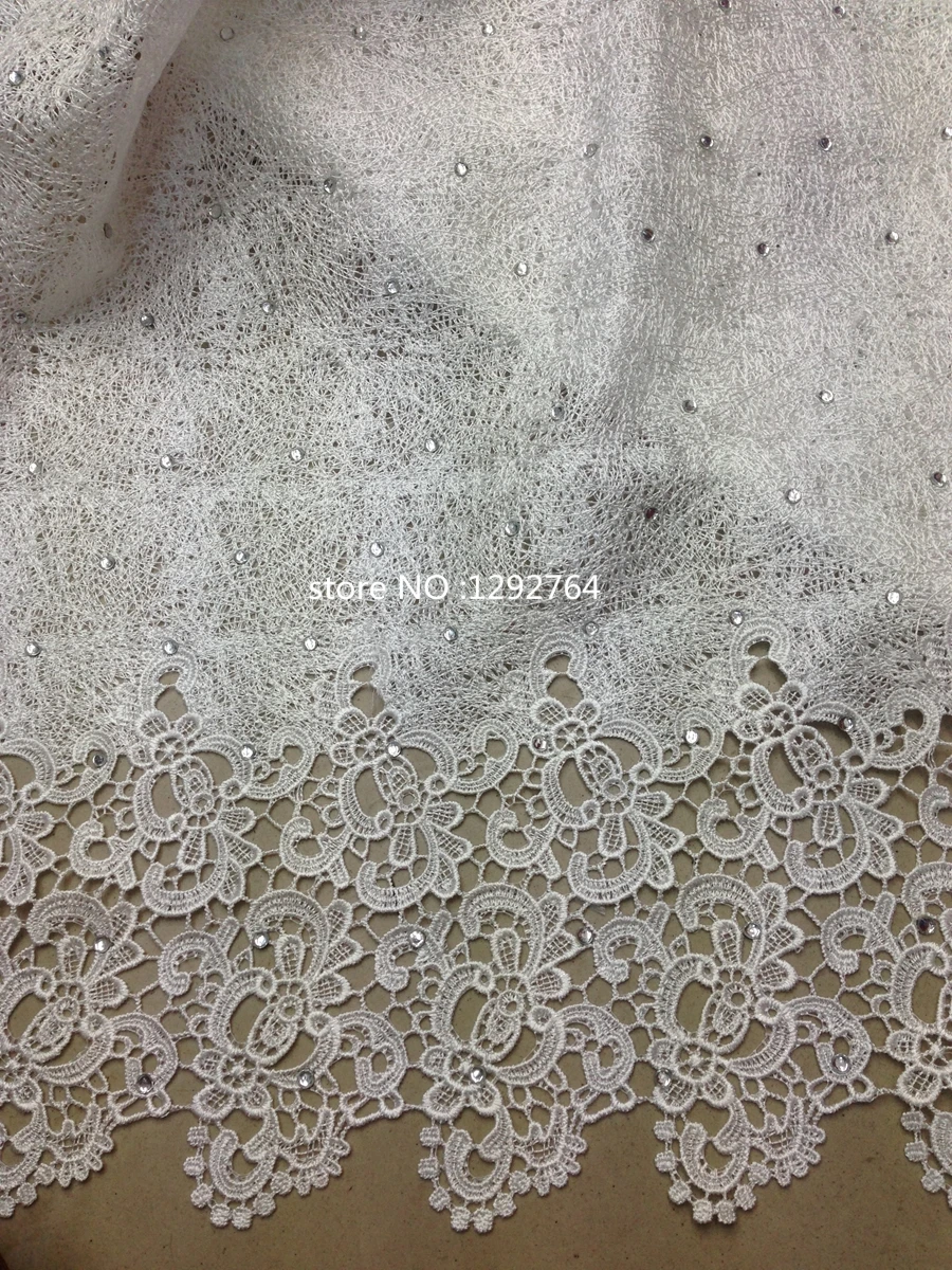 Free Shipping ! high quality unique Stones Cupion lace / guipure lace crystal stone fabric for wedding dress TS1712