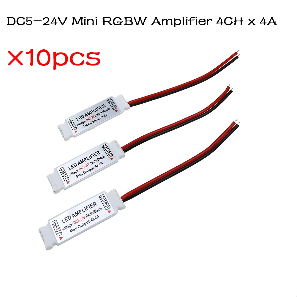 

10pcs Mini RGBW Amplifier 5 pin controller DC5-24V 4CH x 4A Signal repeater for 5050 2835 RGBW LED Strip Light , Good quality