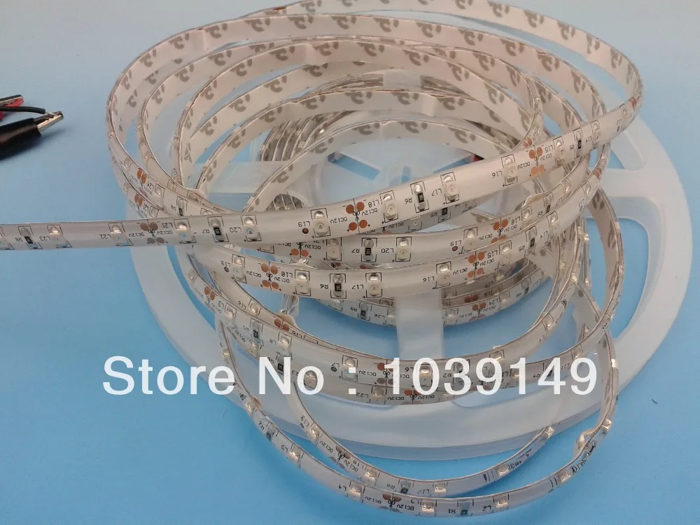 

Желтые светодиодные гибкие ленты 5 м/рулон 3528 60 светодиодов/м Белая печатная плата с лентой Водонепроницаемый IP65 DC 12 В вход для украшения освещения