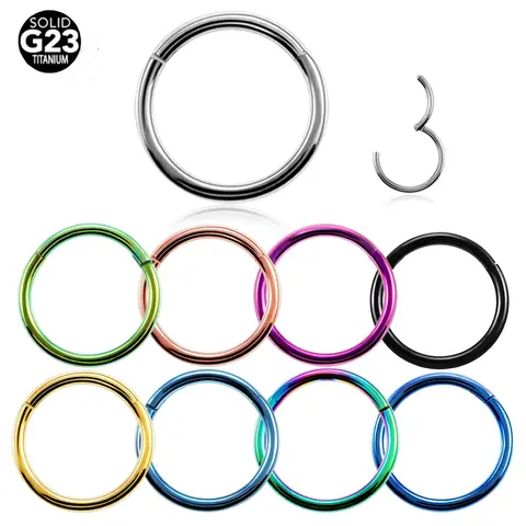 Bilashmart 1PC G23 Titanium Hinged Segment Nose Ring 16g&14g Nipple Clicker Ear Cartilage Tragus Helix Lip Piercing Unisex Fashion Jewelry
