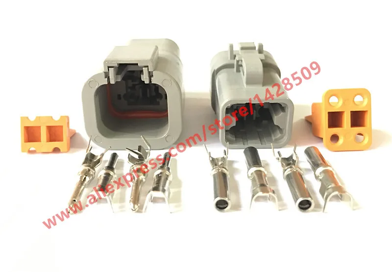 1 Set Deutsch DTP 4 Pin Gray Male Female Waterproof Electrical Auto Connectors Plug DTP06-4S DTP04-4P