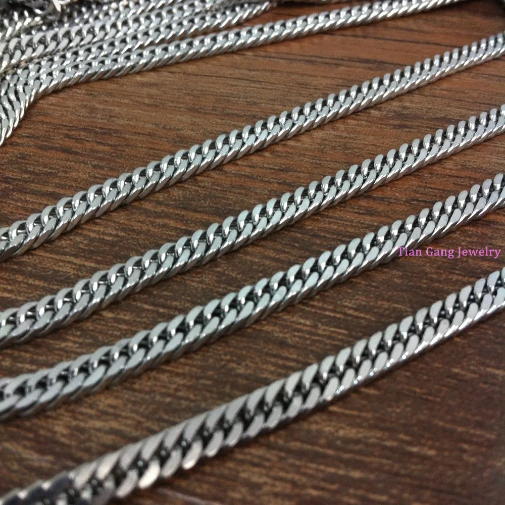 Stainless Steel Silver Color 4mm Curb Cuban Chain DIY Jewelry Findings In Bulk Fashion Strong Men Womens Chain 1/5/10meters